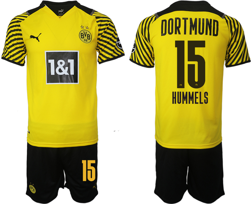 Men 2021-2022 Club Borussia Dortmund home #15 yellow Soccer Jersey->borussia dortmund jersey->Soccer Club Jersey